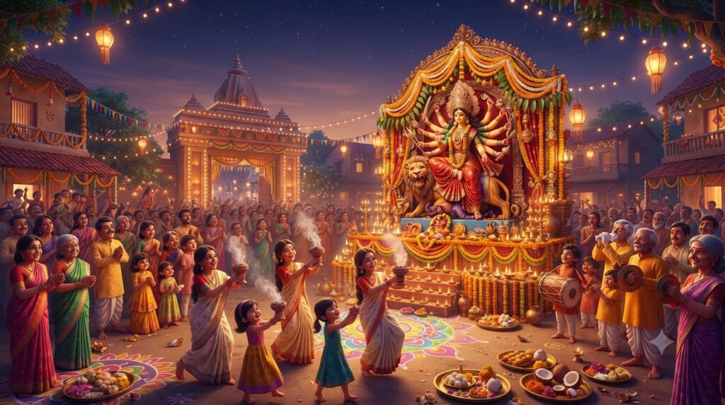 A Durga idol worshipped on Maha Navami, the concluding day of Sharad Navratri